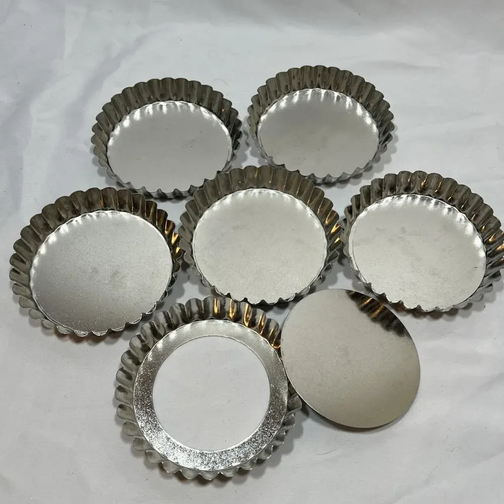 Set of 6 Removable Bottom Round Baking Tins For Tart or Quiche Tartlet Pan 4.75”